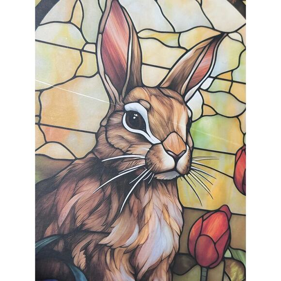 PICKFORU Stained Glass Bunny Jigsaw Puzzle 1000 Pieces Garden Flowers Colorful - Picture 2 of 9